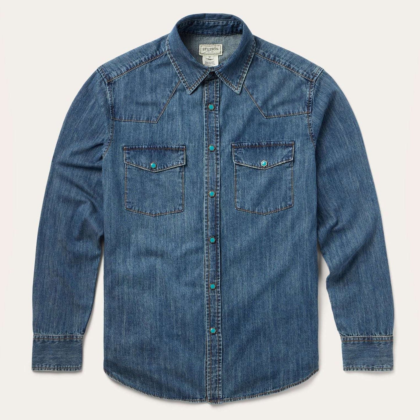 Stetson Turquoise Snap Lightweight Denim Shirt