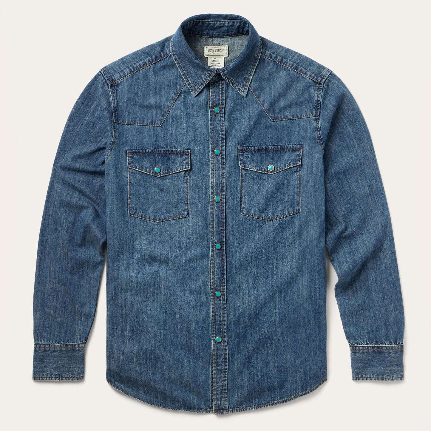 Stetson Turquoise Snap Lightweight Denim Shirt