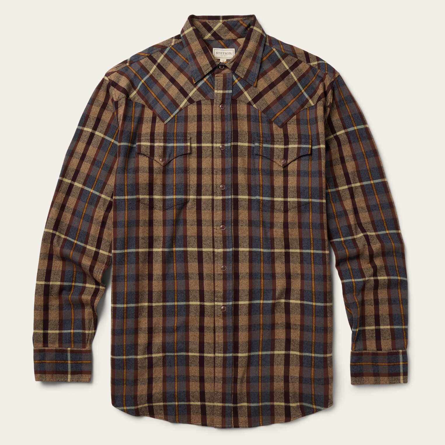 Stetson Brushed Flannel Western Shirt - Stetson - Flyclothing LLC