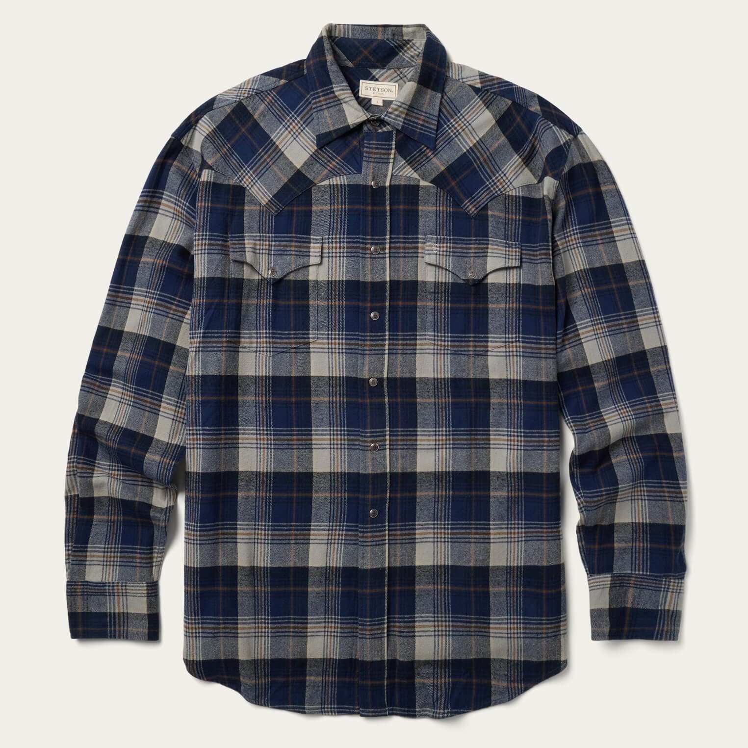 Stetson Brushed Flannel Western Shirt - Stetson - Flyclothing LLC