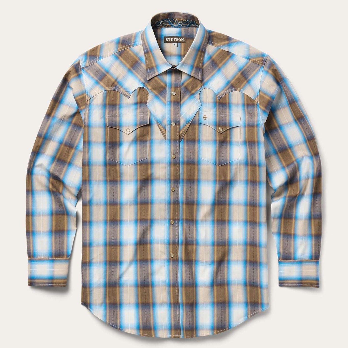 Stetson Sandalwood Ombre Plaid Western Shirt