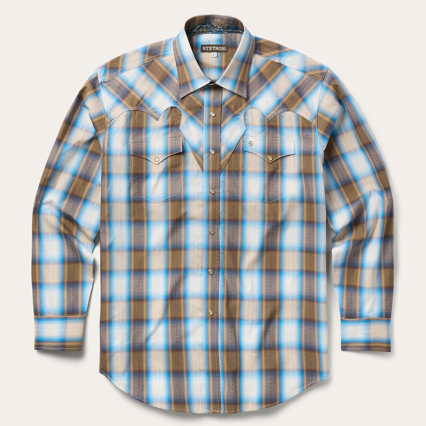 Stetson Sandalwood Ombre Plaid Western Shirt