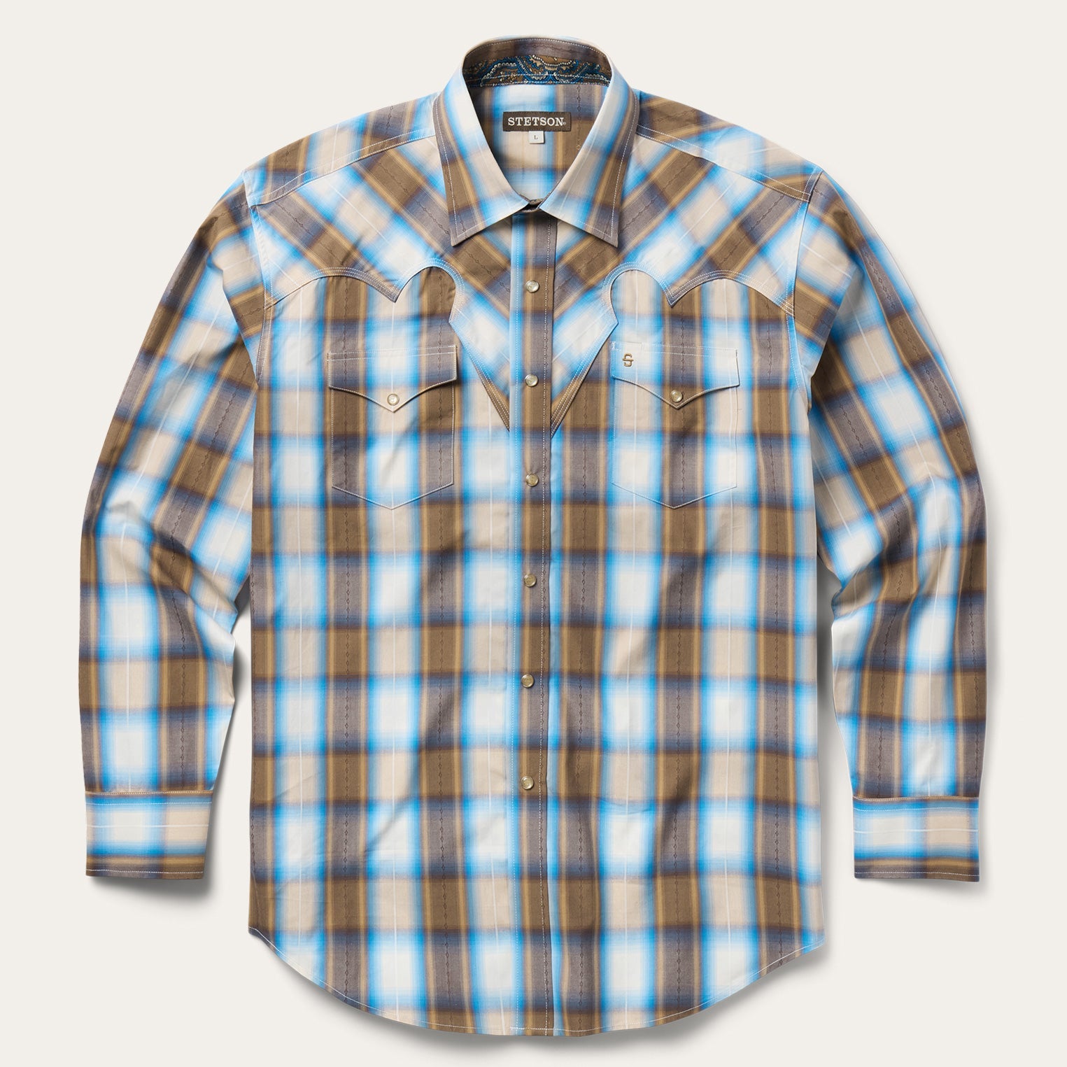 Stetson Sandalwood Ombre Plaid Western Shirt