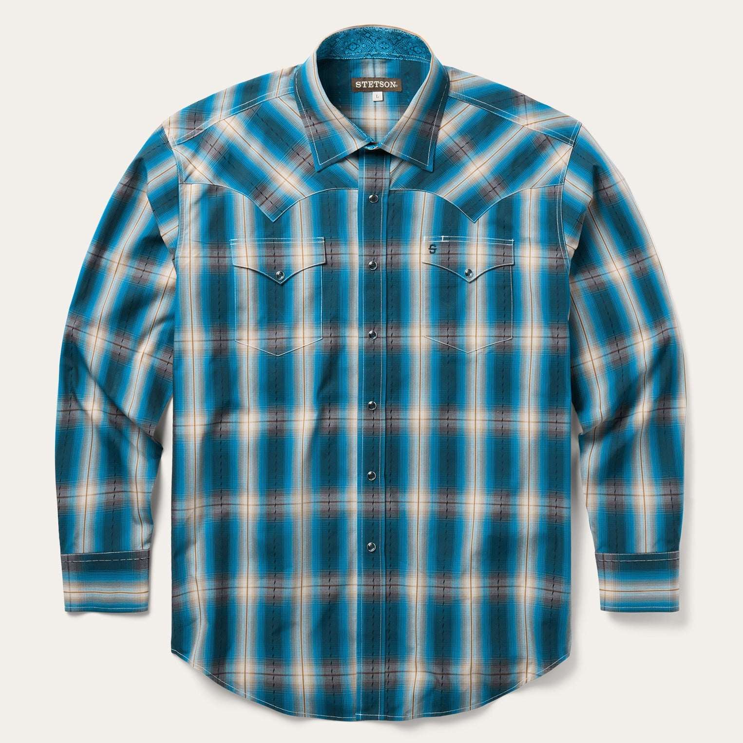 Stetson Marine Ombre Plaid Western Shirt
