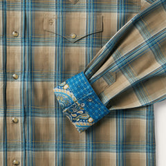 Stetson Khaki Ombre Plaid Shirt
