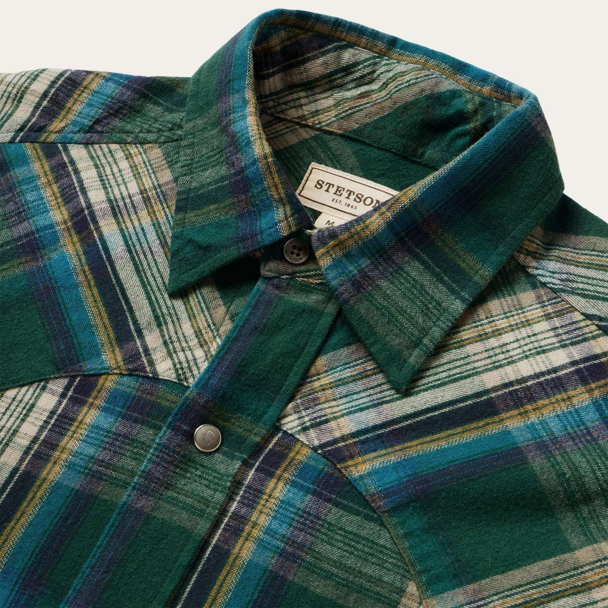 Stetson Flannel Plaid Western Shirt Green - Green