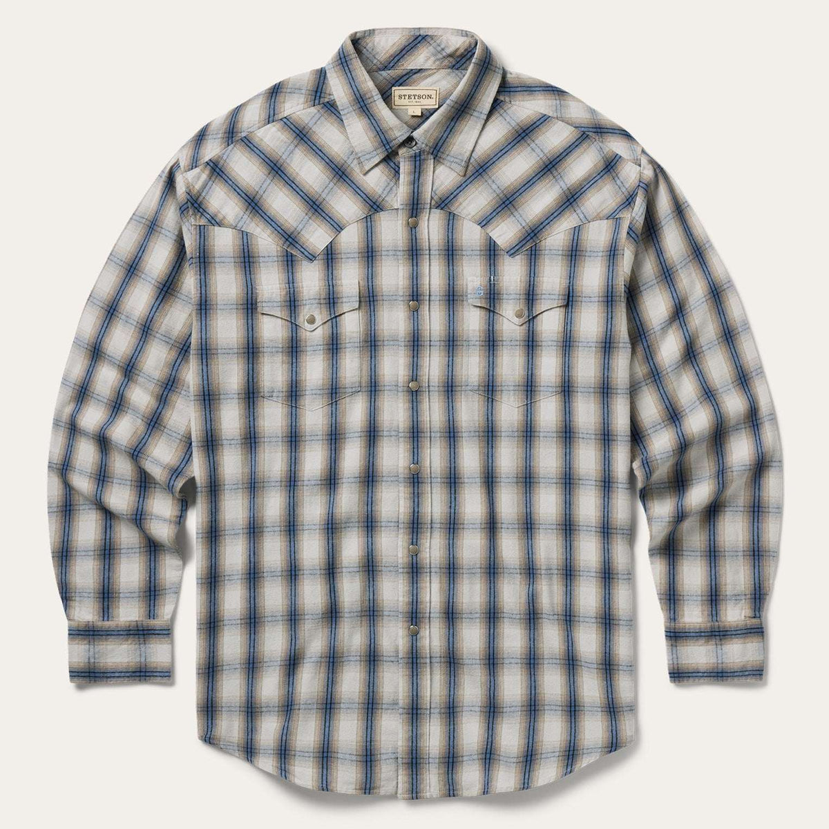 Stetson Flannel Plaid Western Shirt Blue - Stetson - Flyclothing LLC