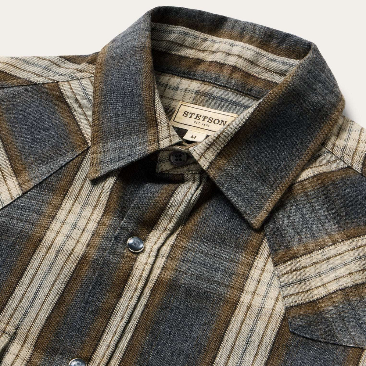Stetson Heather Plaid Western Shirt - Heather Grey
