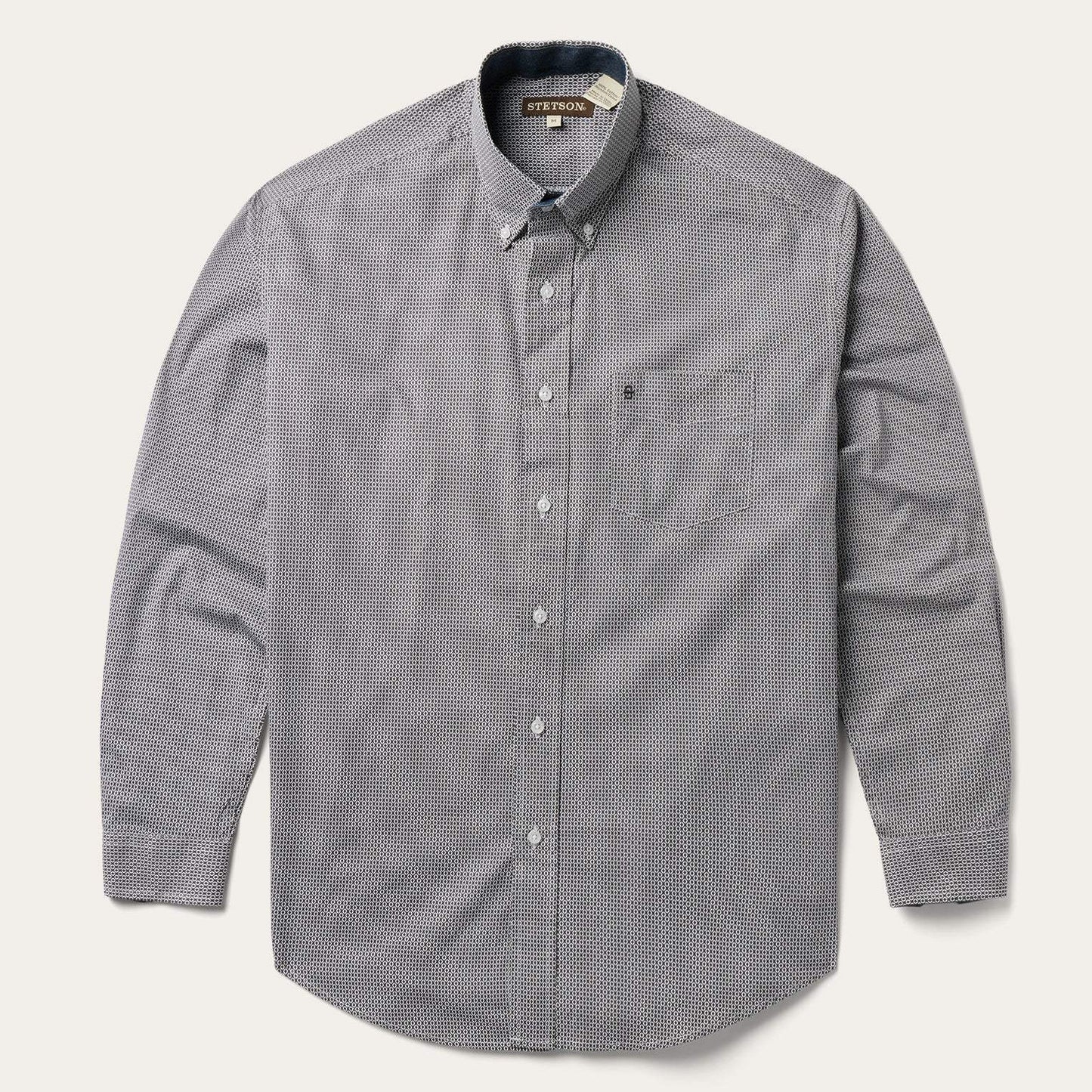 Stetson Grey Geo Print Button Front Shirt - Stetson - Flyclothing LLC