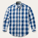 Stetson Navy Gold Ombre Plaid Short Sleeve Western Shirt - Stetson