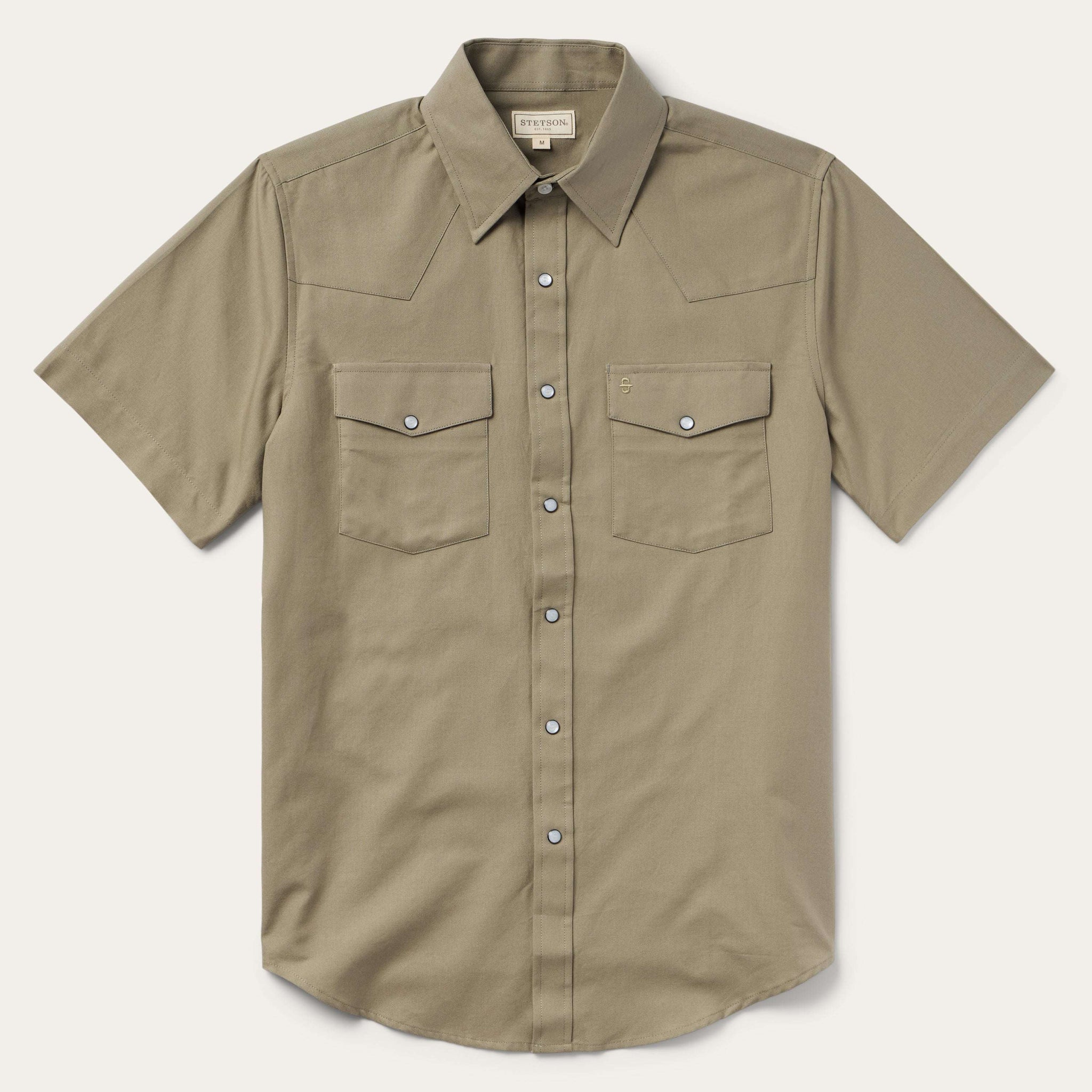 Stetson Olive Oxford Short Sleeve Western Shirt