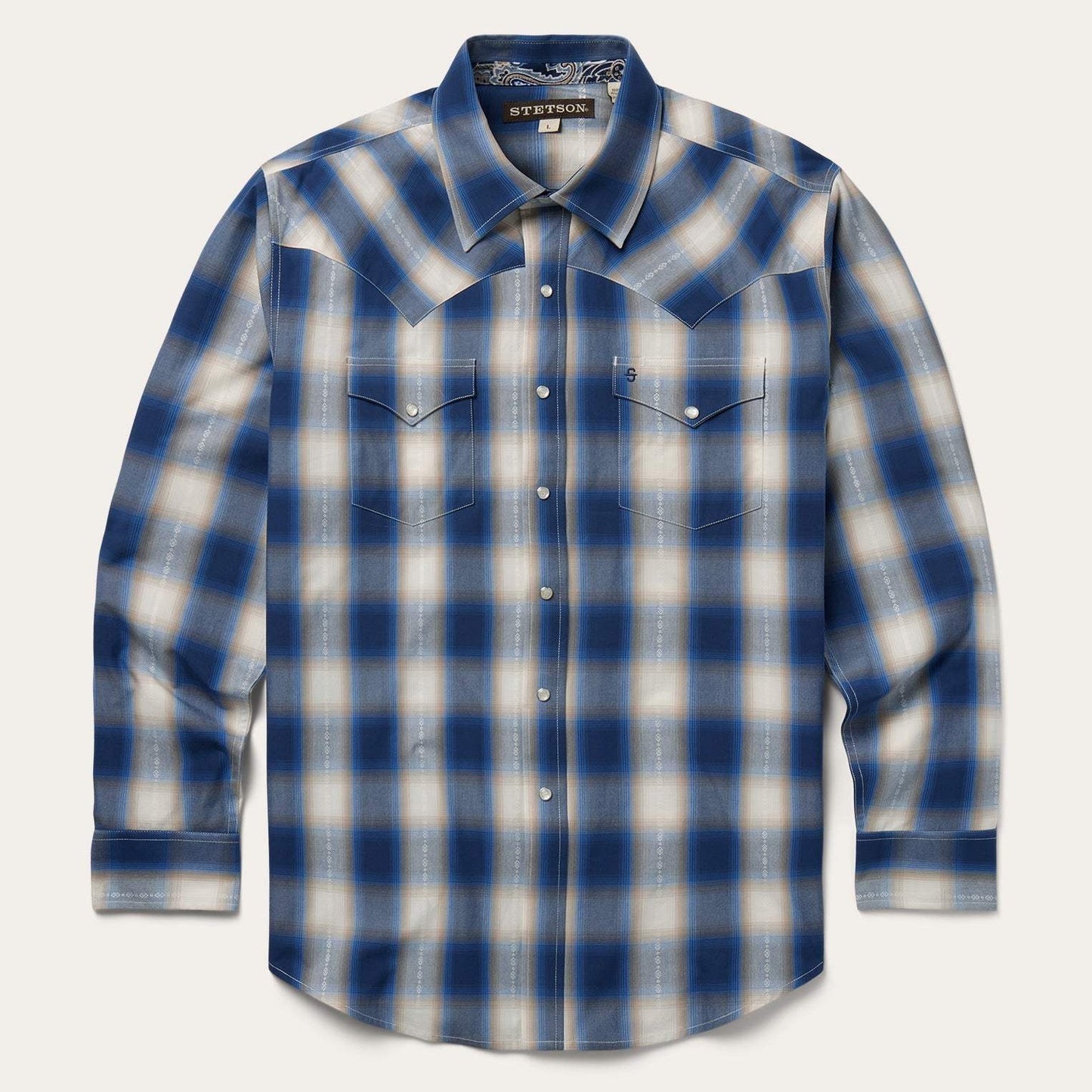 Stetson Blue Ombre Plaid Western Shirt - Stetson - Flyclothing LLC