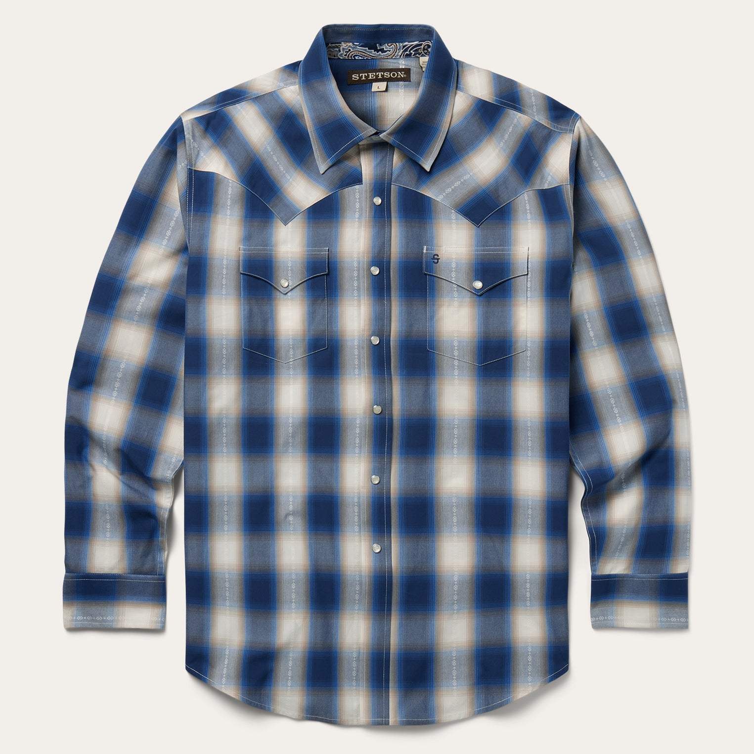 Stetson Blue Ombre Plaid Western Shirt - Stetson - Flyclothing LLC