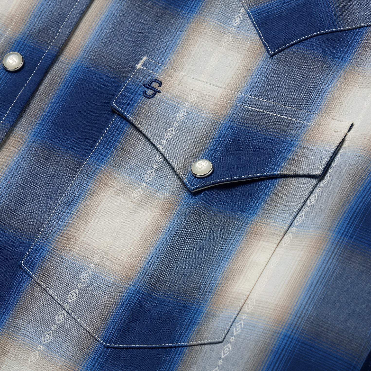 Stetson Blue Ombre Plaid Western Shirt - Stetson - Flyclothing LLC