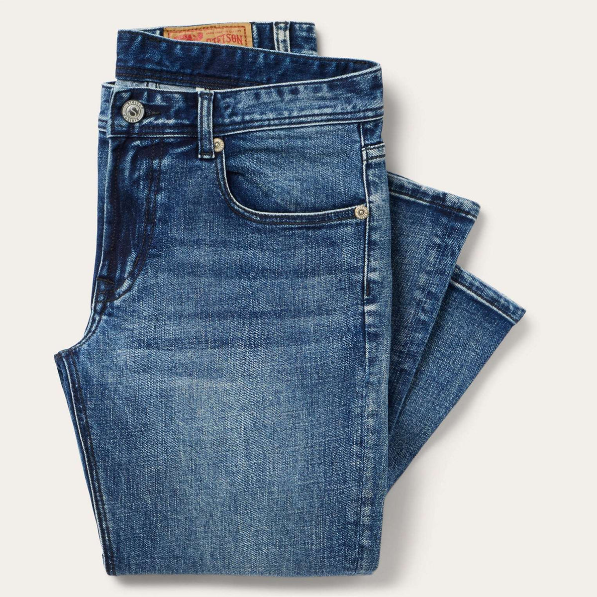 Stetson 1015 Rocker Fit with Stretch Jeans - Medium Wash Distressed
