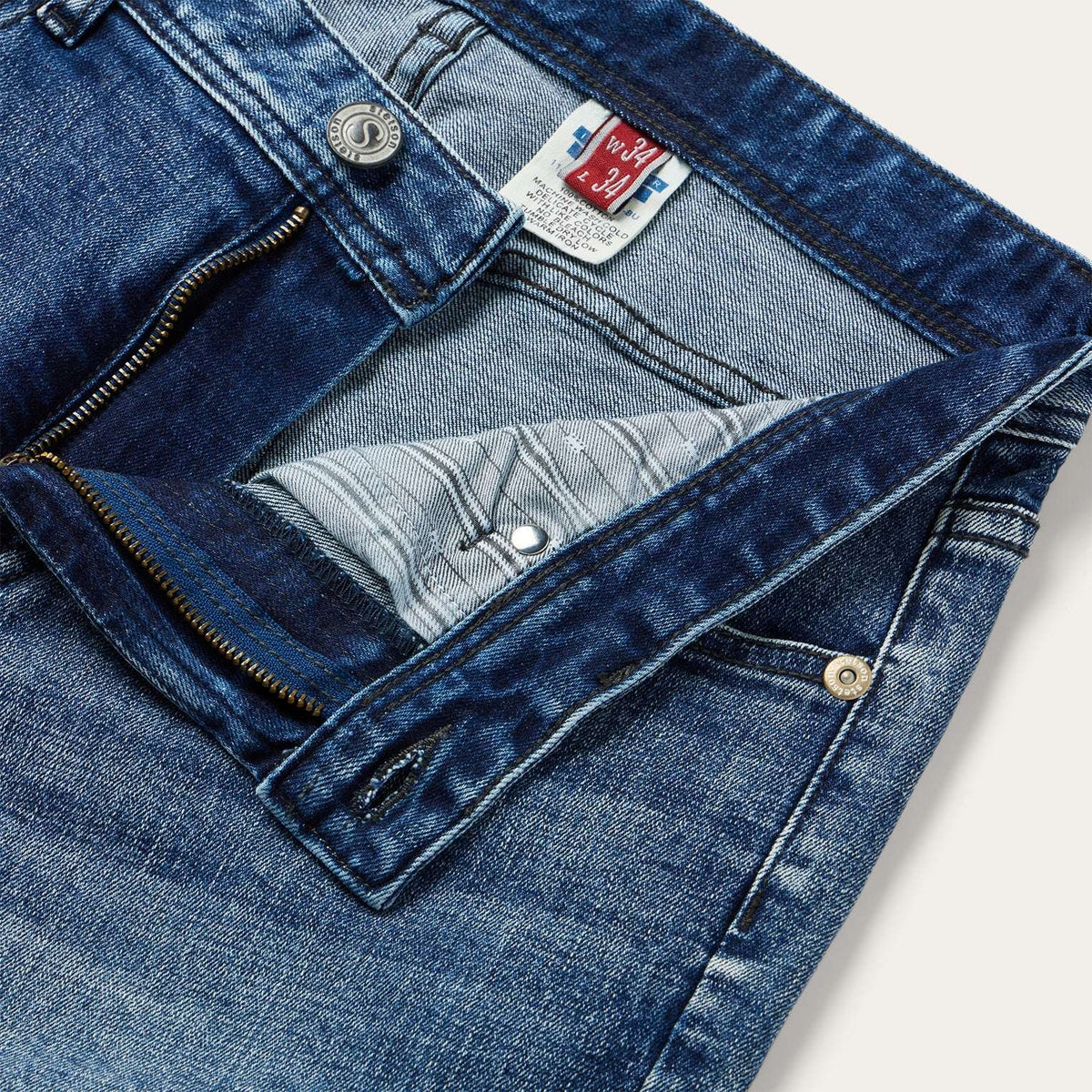 Stetson 1015 Rocker Fit with Stretch Jeans - Medium Wash Distressed