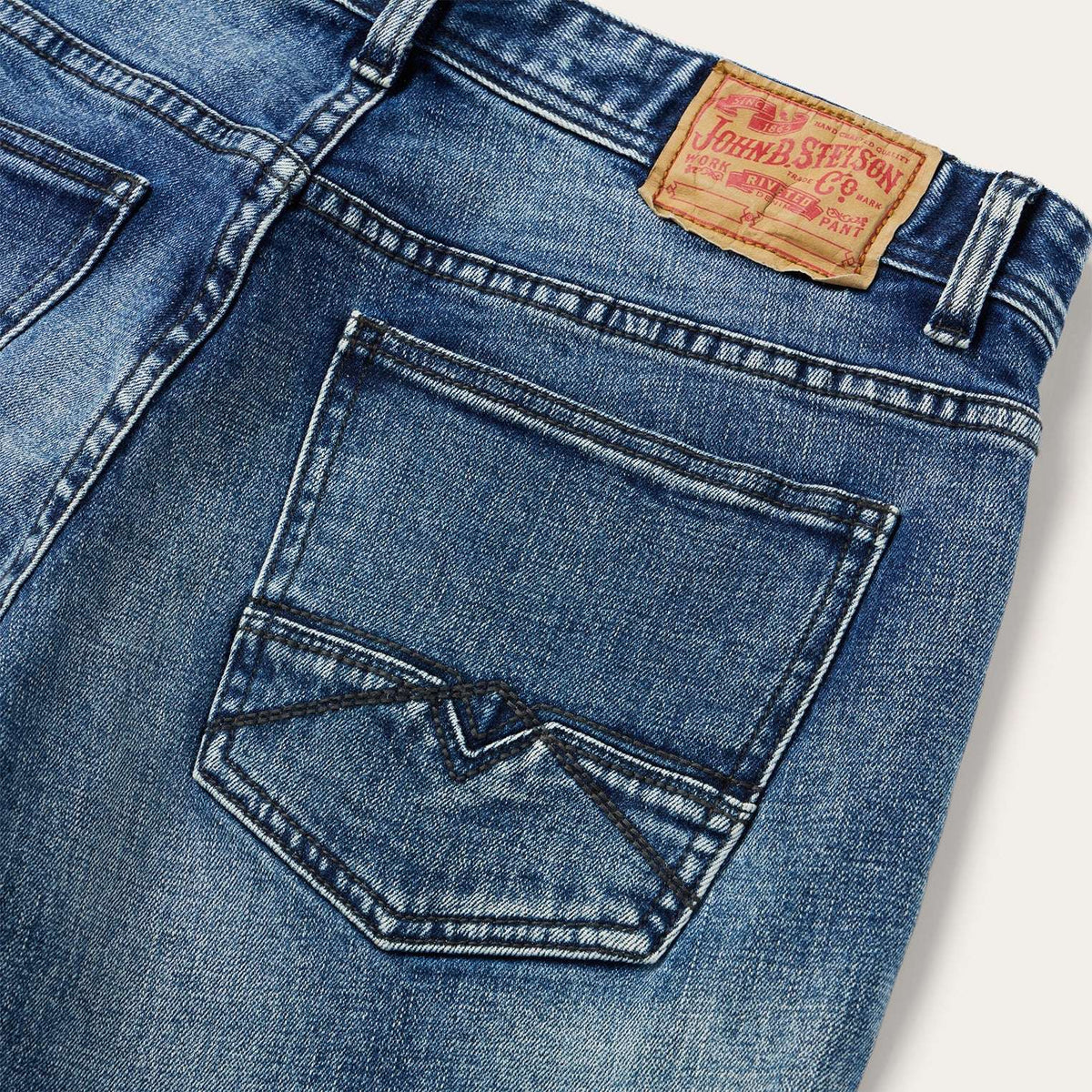 Stetson 1015 Rocker Fit with Stretch Jeans - Medium Wash Distressed