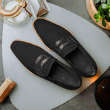11-020-BLK MEO 3 Sueded Goatskin Penny Loafer, Black - Zelli Italia - Flyclothing LLC