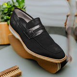 11-020-BLK MEO 3 Sueded Goatskin Penny Loafer, Black - Zelli Italia - Flyclothing LLC