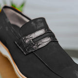 11-020-BLK MEO 3 Sueded Goatskin Penny Loafer, Black - Zelli Italia - Flyclothing LLC