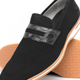 11-020-BLK MEO 3 Sueded Goatskin Penny Loafer, Black - Zelli Italia - Flyclothing LLC