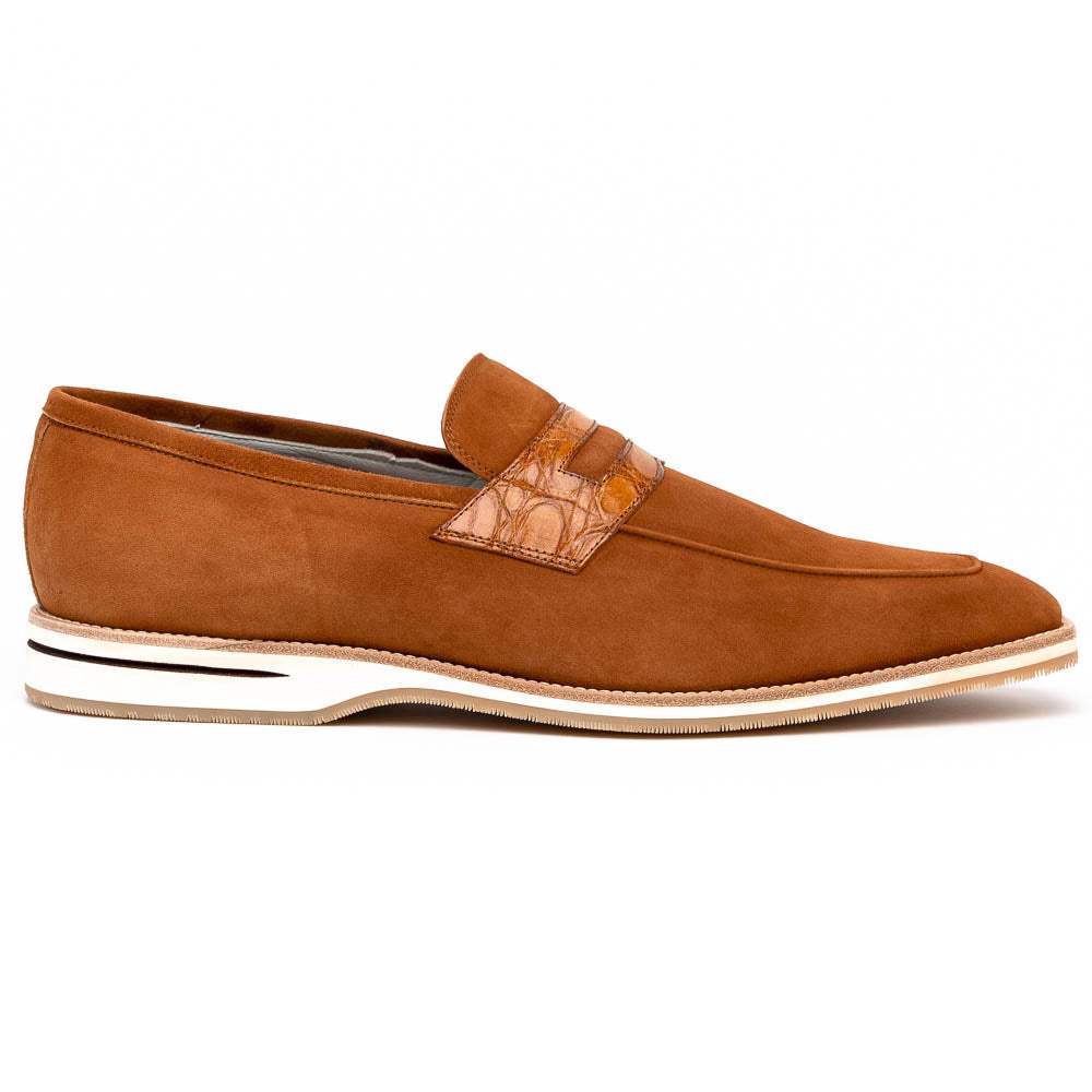11-020-CGN MEO 3 Sueded Goatskin Penny Loafer, Cognac - Zelli Italia - Flyclothing LLC