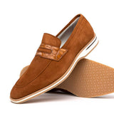 11-020-CGN MEO 3 Sueded Goatskin Penny Loafer, Cognac - Zelli Italia - Flyclothing LLC