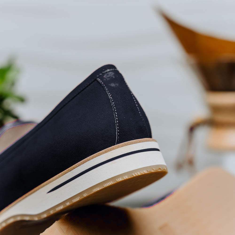 11-020-NVY MEO 3 Sueded Goatskin Penny Loafer, Navy - Zelli Italia - Flyclothing LLC