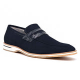 11-020-NVY MEO 3 Sueded Goatskin Penny Loafer, Navy - Zelli Italia - Flyclothing LLC
