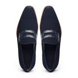 11-020-NVY MEO 3 Sueded Goatskin Penny Loafer, Navy - Zelli Italia - Flyclothing LLC