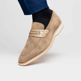 11-020-TPE MEO 3 Sueded Goatskin Penny Loafer, Taupe - Zelli Italia - Flyclothing LLC