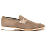 11-020-TPE MEO 3 Sueded Goatskin Penny Loafer, Taupe - Zelli Italia - Flyclothing LLC