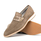 11-020-TPE MEO 3 Sueded Goatskin Penny Loafer, Taupe - Zelli Italia - Flyclothing LLC