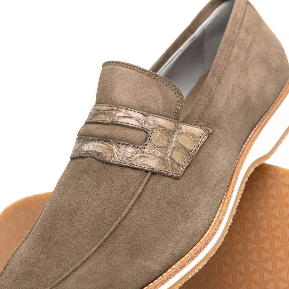 11-020-TPE MEO 3 Sueded Goatskin Penny Loafer, Taupe - Zelli Italia - Flyclothing LLC