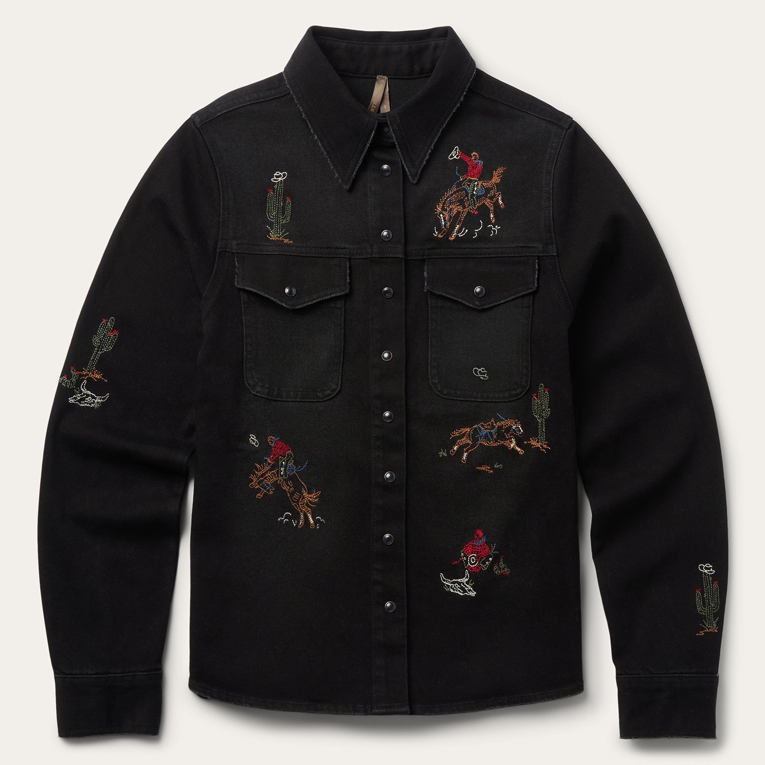 Stetson Embroidered Black Denim Shirt