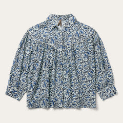 Stetson Indigo Tapestry Print Blouse