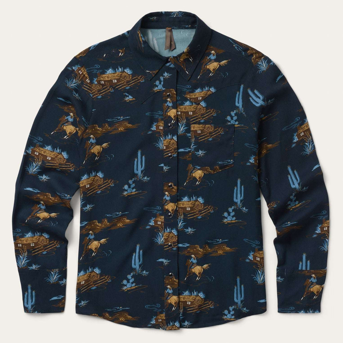 Stetson Ranch Life Print Western Shirt - Navy