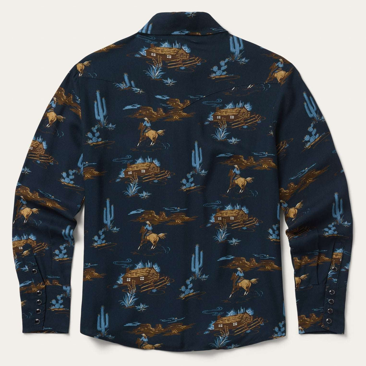 Stetson Ranch Life Print Western Shirt - Navy