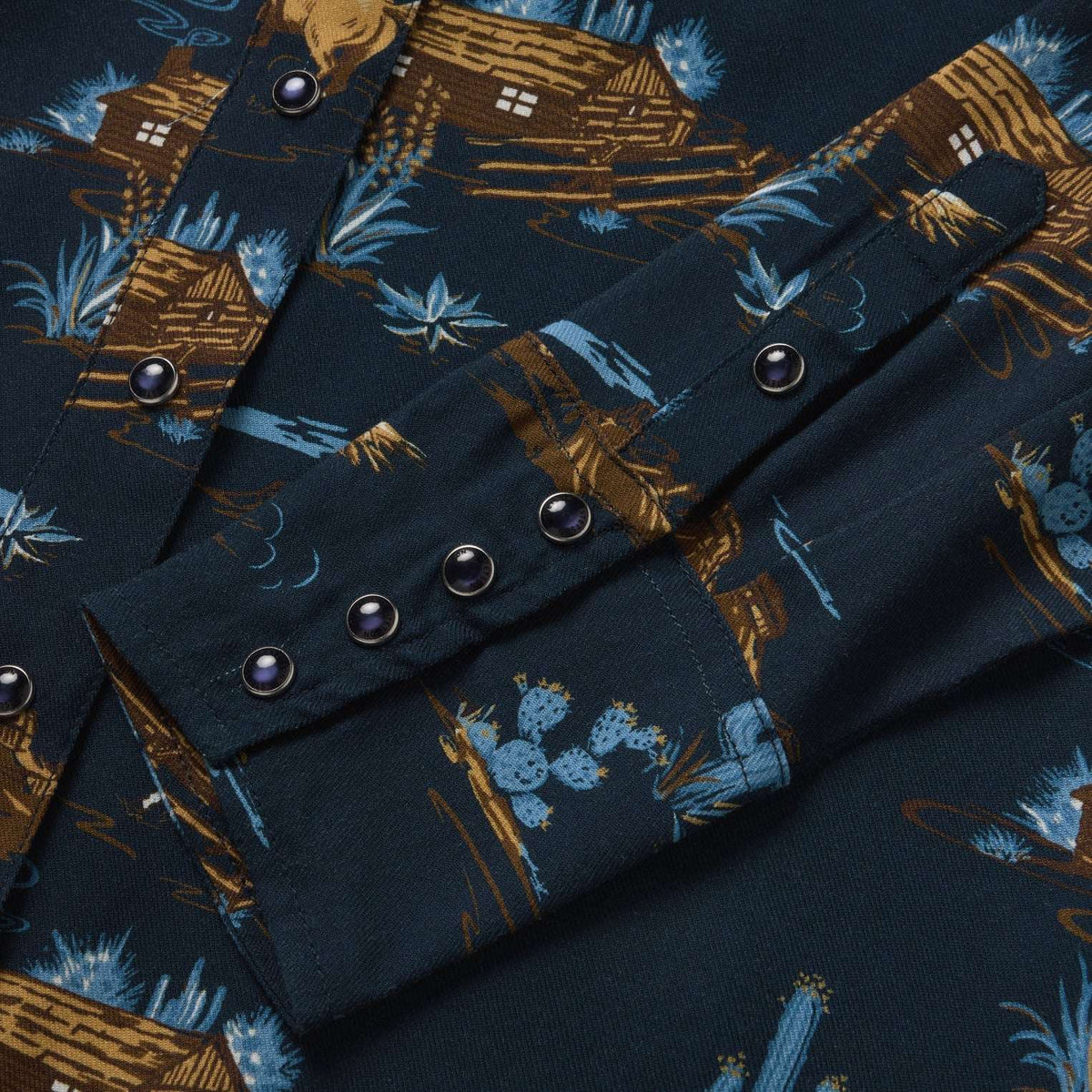 Stetson Ranch Life Print Western Shirt - Navy