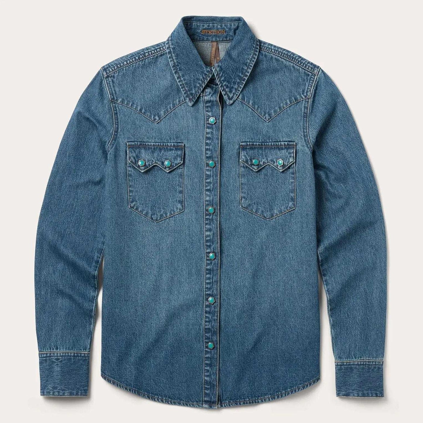 Stetson Turquoise Womens Snap Western Denim Shirt - Stetson - Flyclothing LLC