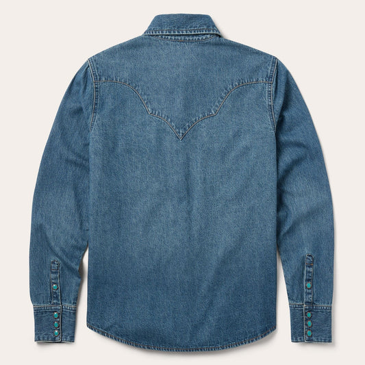 Stetson Turquoise Womens Snap Western Denim Shirt