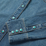 Stetson Turquoise Womens Snap Western Denim Shirt - Stetson - Flyclothing LLC