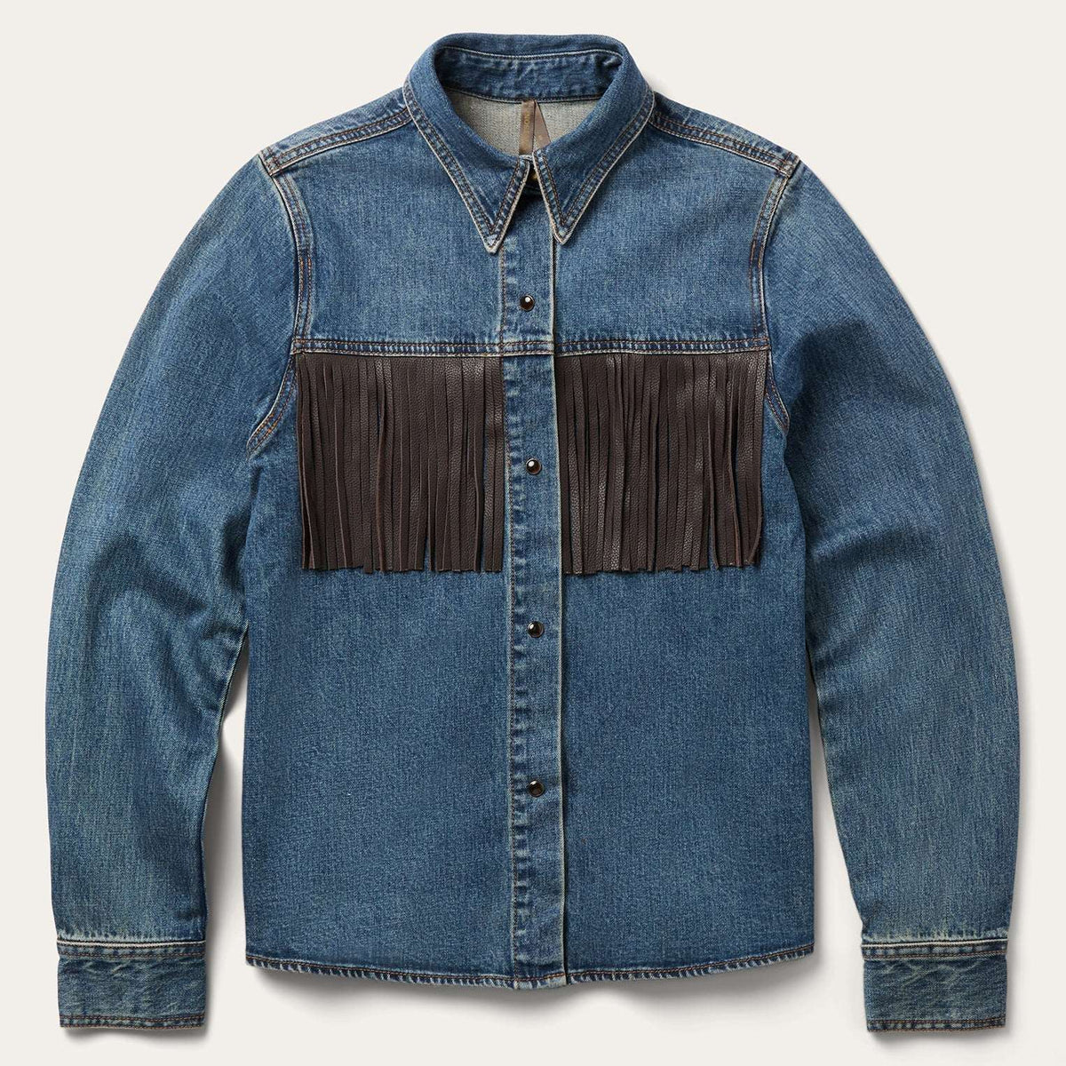 Stetson Leather Fringe Denim Shirt