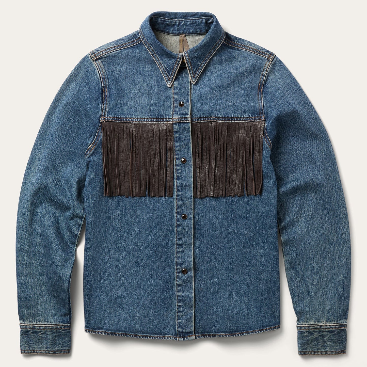 Stetson Leather Fringe Denim Shirt