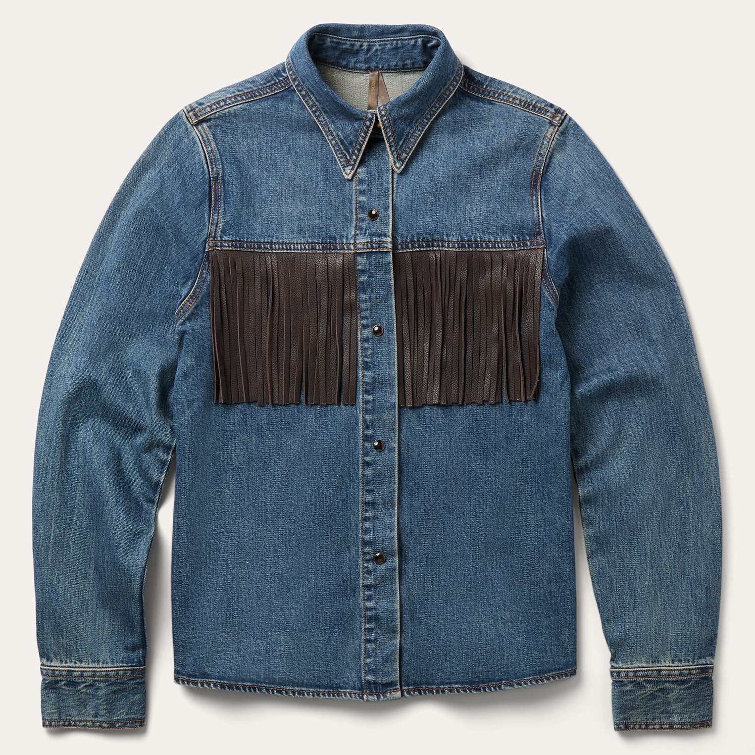 Stetson Leather Fringe Denim Shirt