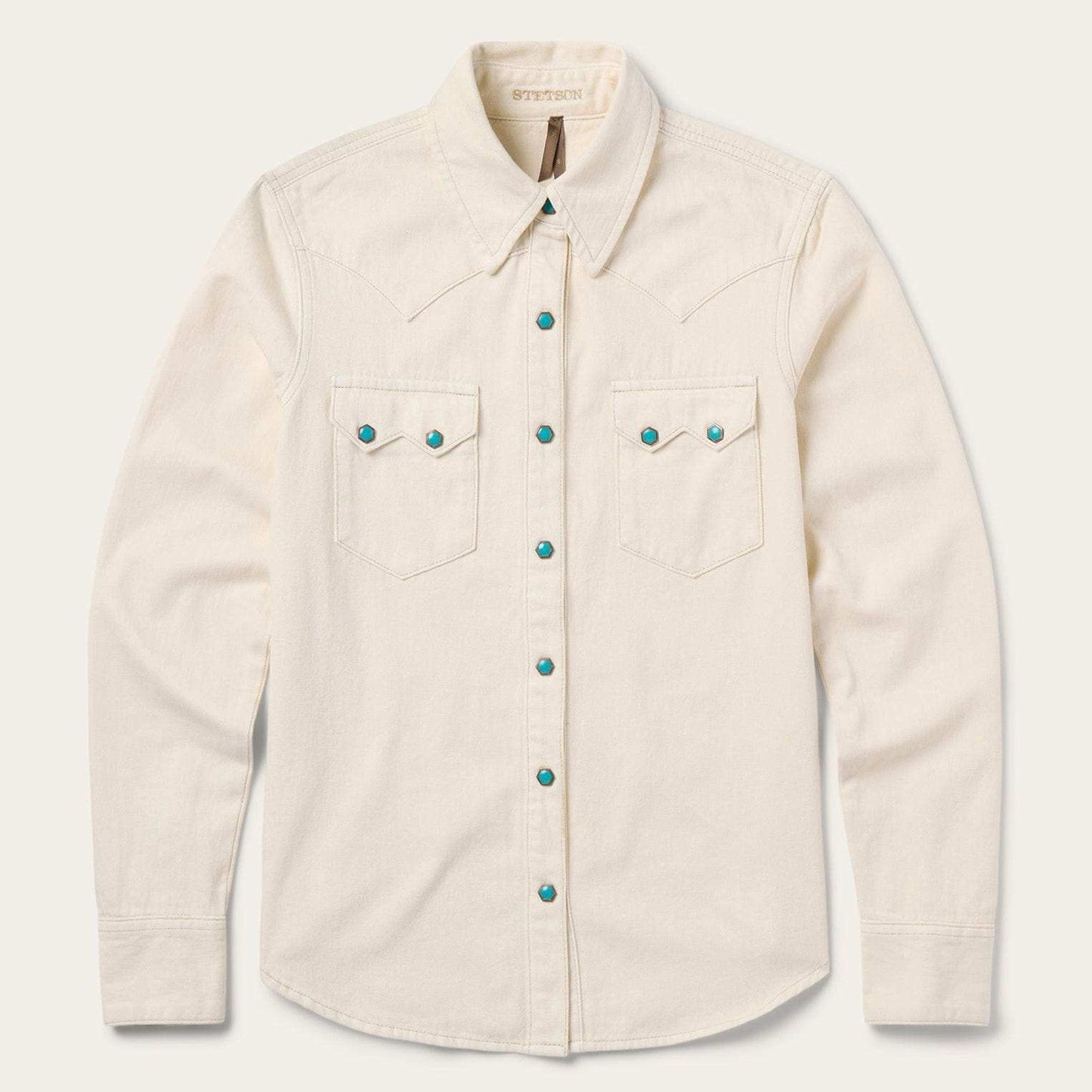 Stetson Turquoise Womens Snap Western Denim Shirt - Stetson - Flyclothing LLC