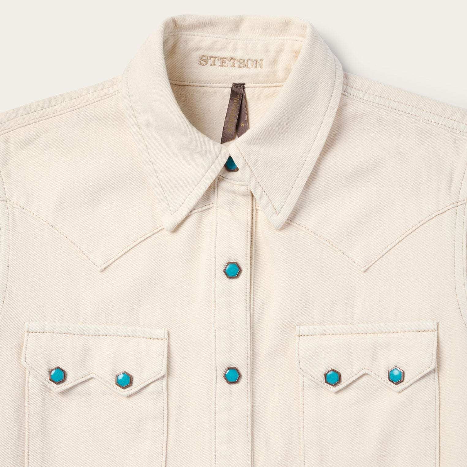 Stetson Turquoise Womens Snap Western Denim Shirt - Stetson - Flyclothing LLC