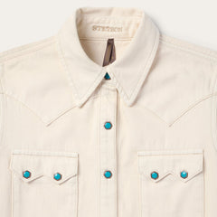 Stetson Turquoise Womens Snap Western Denim Shirt