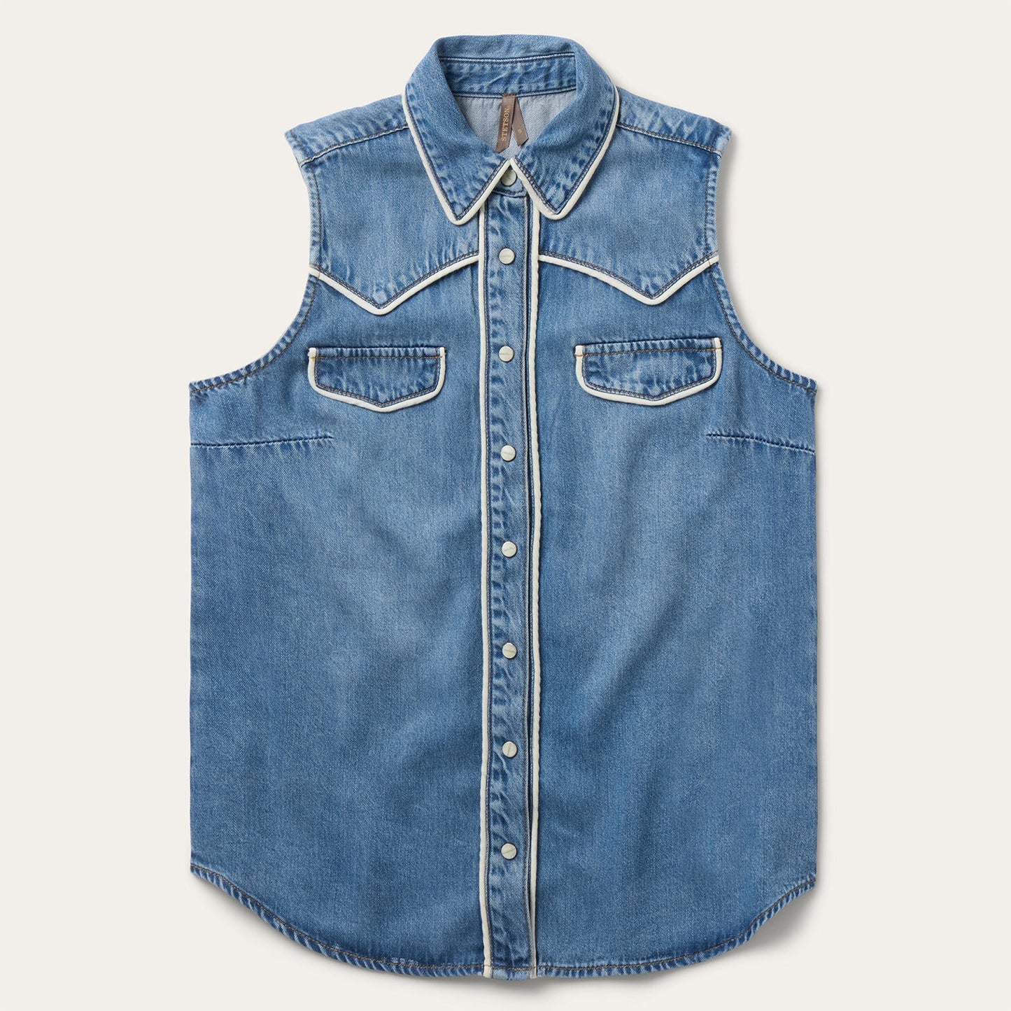 Stetson Piped Denim Sleeveless Shirt