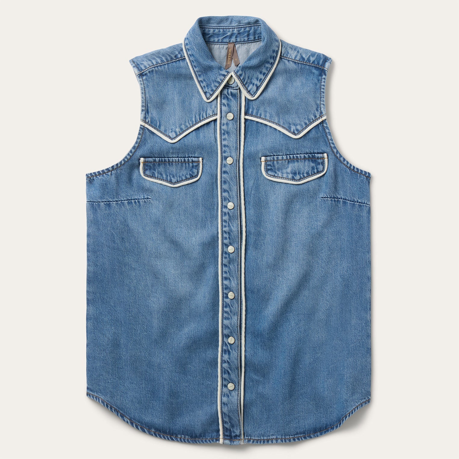 Stetson Piped Denim Sleeveless Shirt